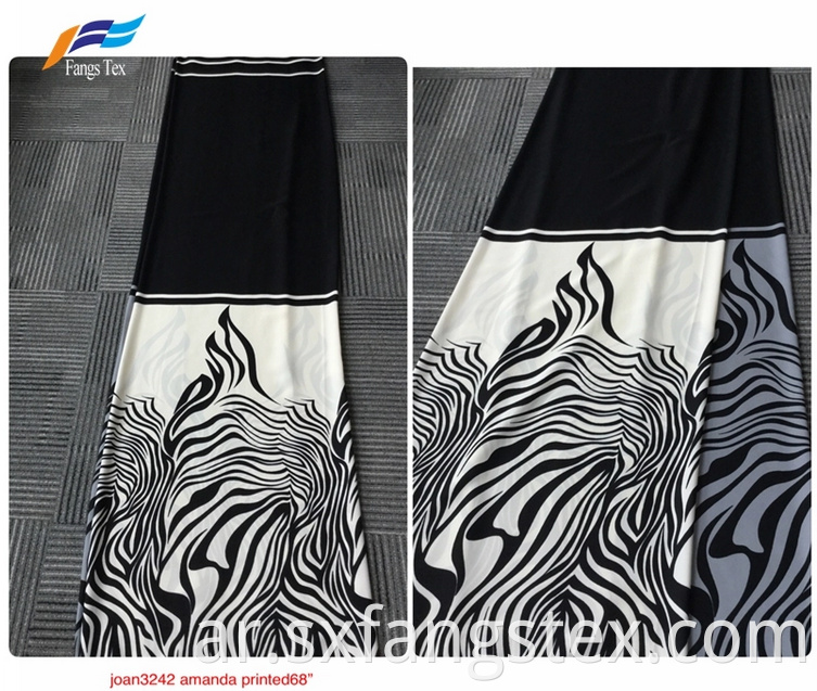 Knitted 100% Polyester Printed Stretch Black Abaya Fabric